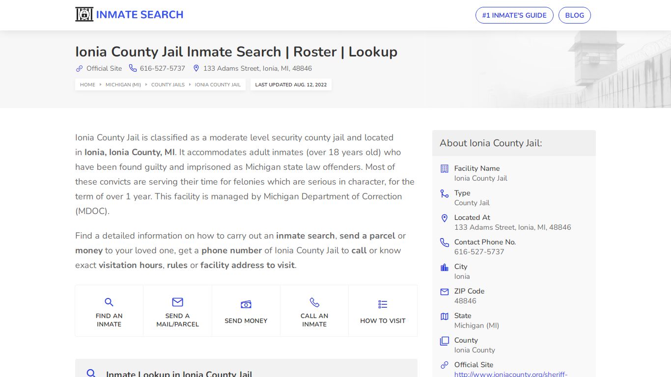 Ionia County Jail Inmate Search | Roster | Lookup